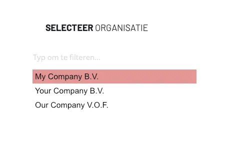 Organisatie selecteren op mijn.lucabook.nl