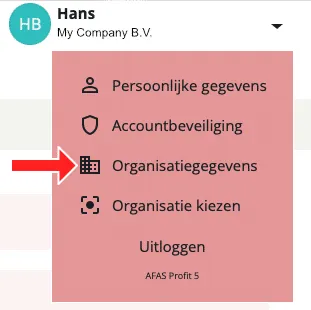 Organisatie wisselen op mijn.lucabook.nl